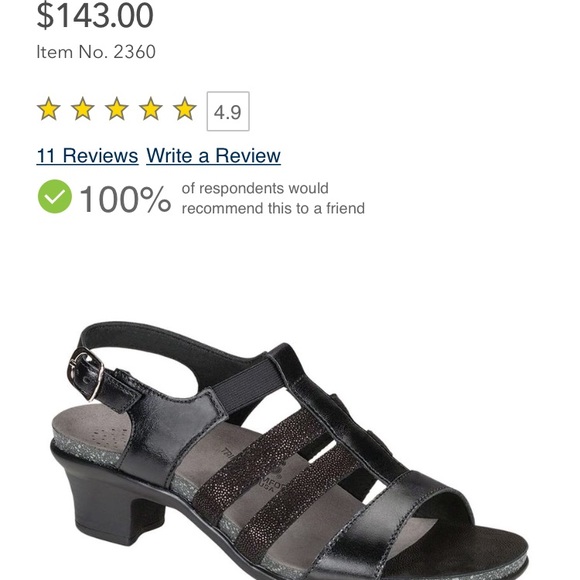 SAS Black Strap Heeled Sandal Narrow Comfort Shoes - Picture 7 of 7